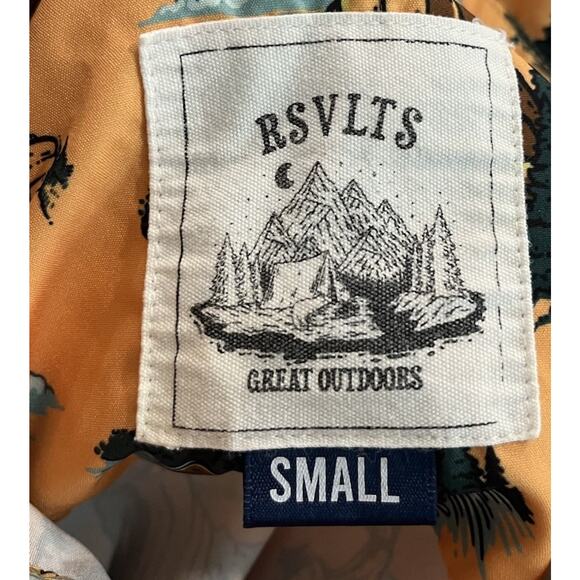 RSVLTS Orange Great Outdoors Dare Mighty Things Casual Button Down Shirt Size S - Picture 4 of 5